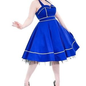 Repro 1950s Blue Swing Dress- 12